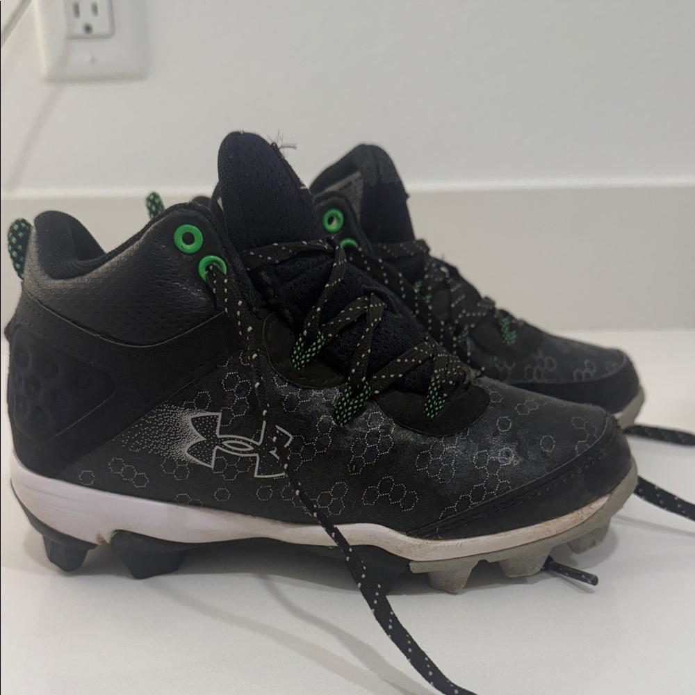 Under Armour Kids Black and Green cleats